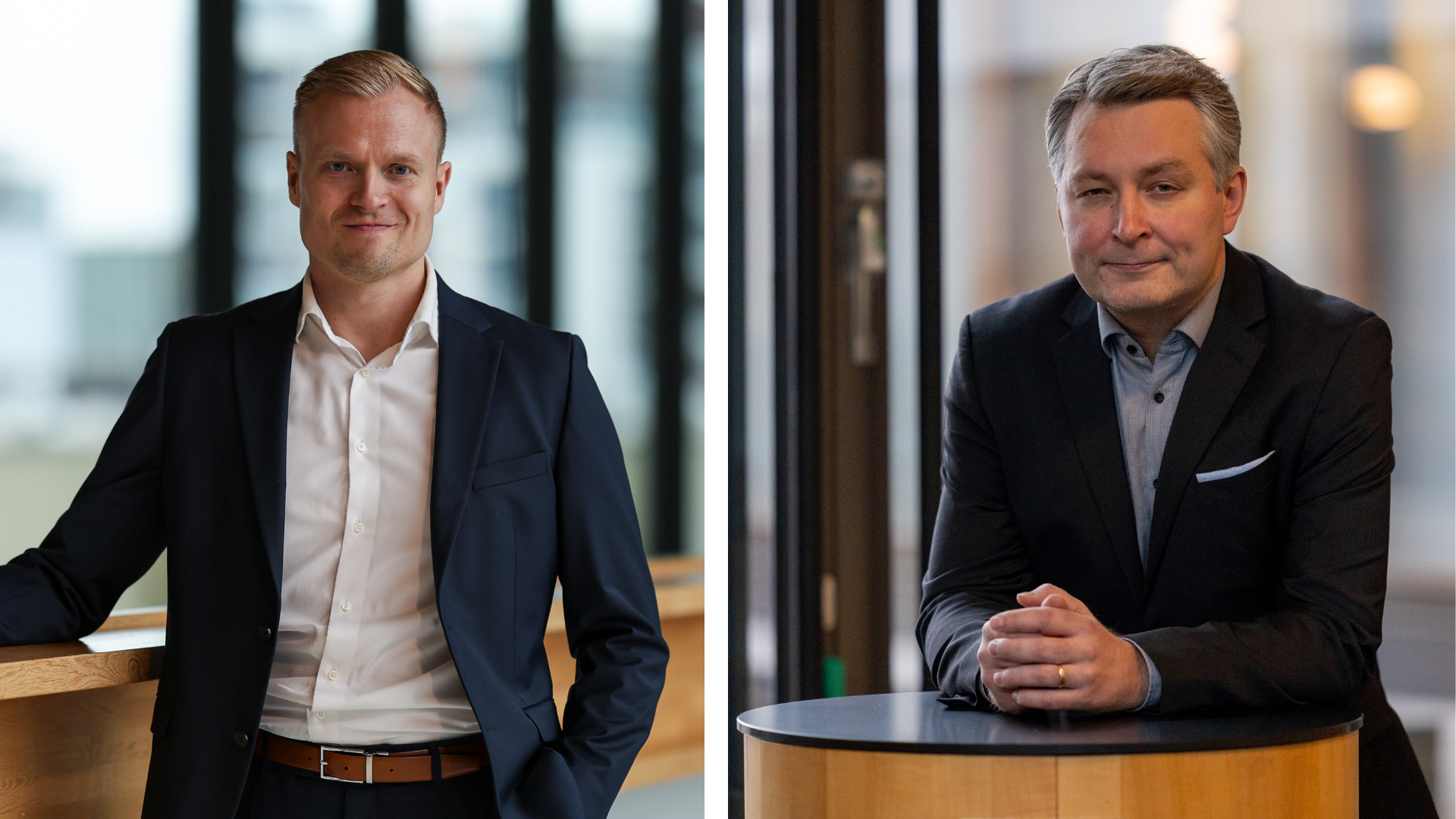 På bilden syns försäljningsdirektör Joona Saulamaa från LokalTapiola Livbolaget och allokeringsdirektör Jyri Kinnunen från LokalTapiola Kapitalförvaltning.